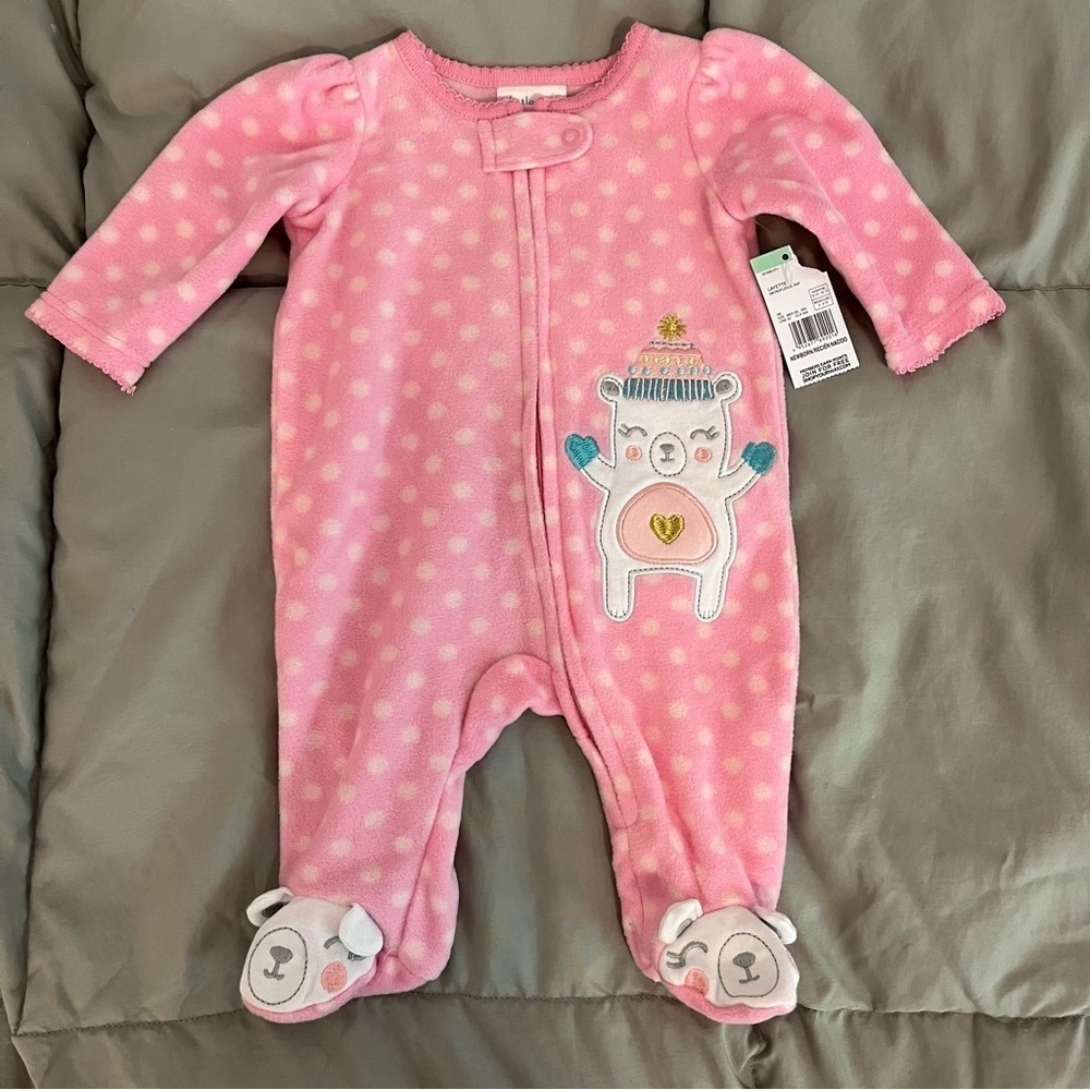 NWT Little Wonders Full Zip Fleece Bear Onesie - Size Newborn